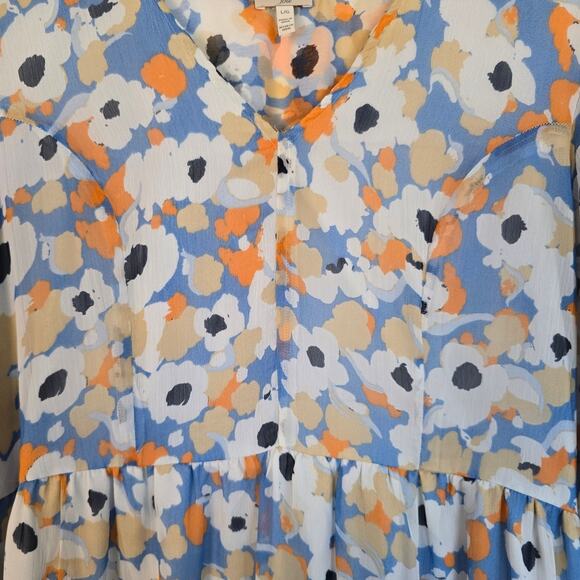Joie Women’s Floral Long Sleeve Tiered Chiffon Midi Dress Size Large - Picture 4 of 4
